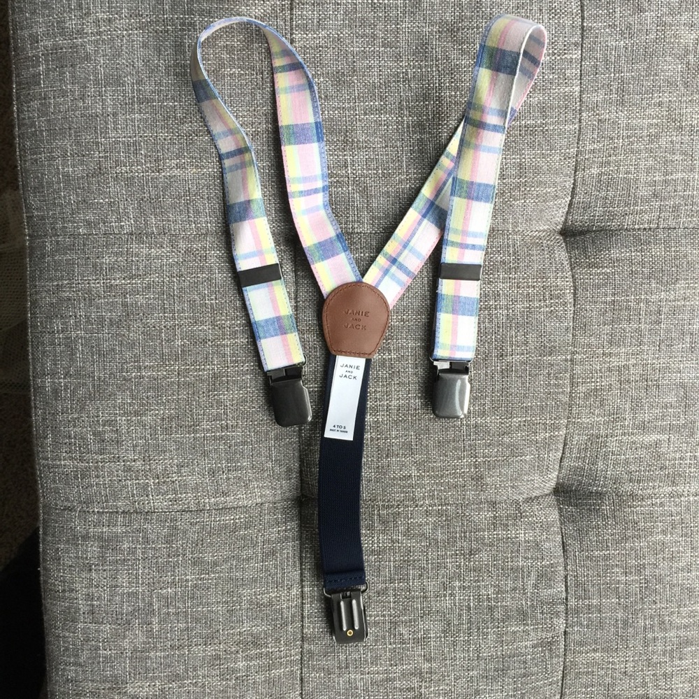Janie and Jack plaid suspenders